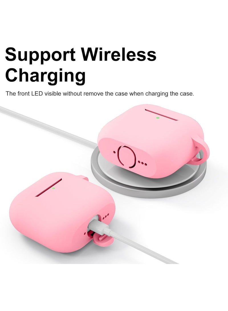 QIRG غطاء واقي سيليكون لسماعات AirPods 4 / AirPods 4 ANC مع سلسلة مفاتيح (وردي) - Image 5